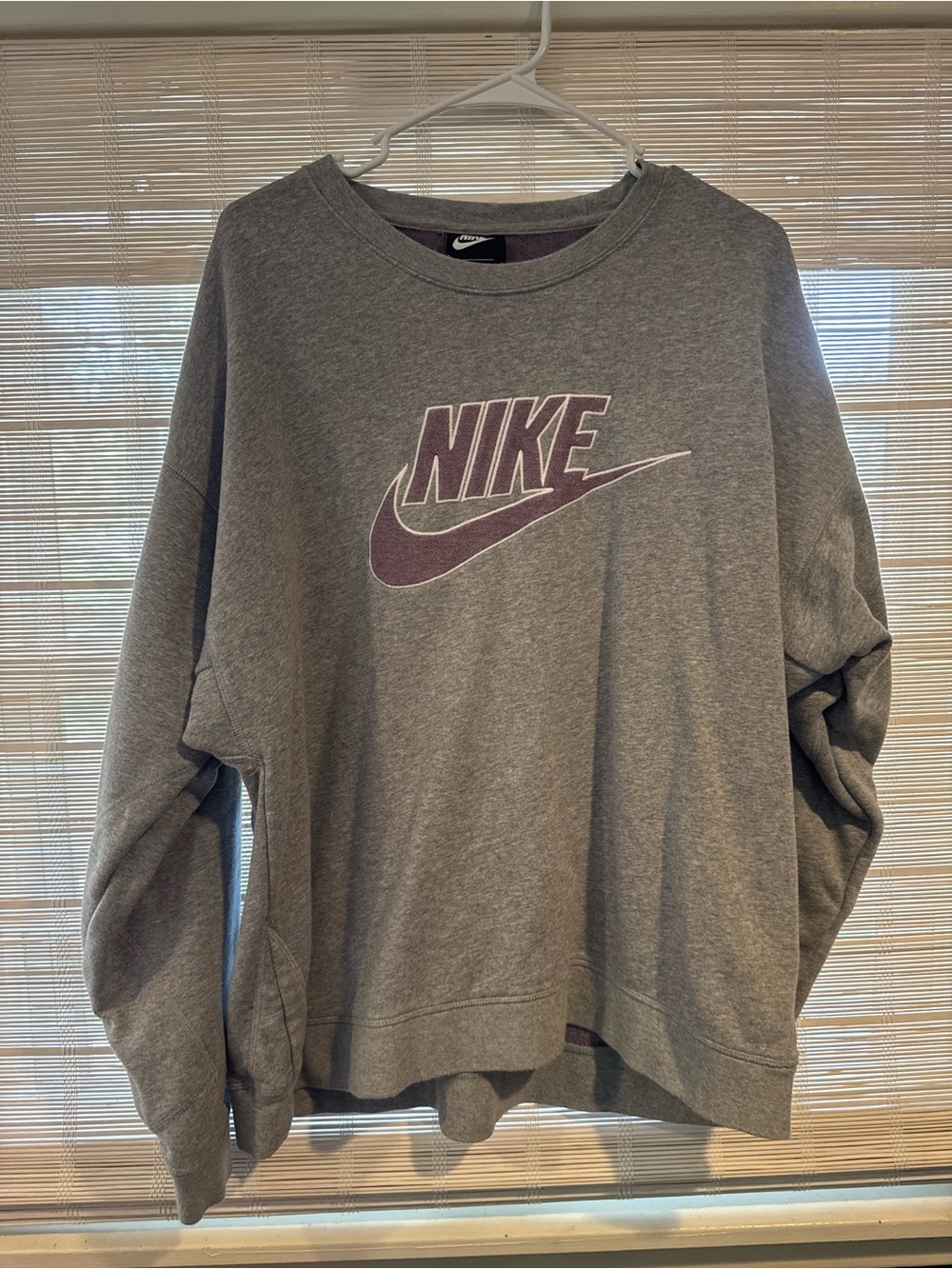 Nike Gray Sweatshirt with Pink/Purple Swoosh